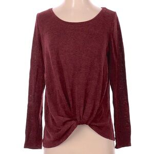 Peyton Jensen burgundy/wine knot front lightweight sweater small KTP801682EV